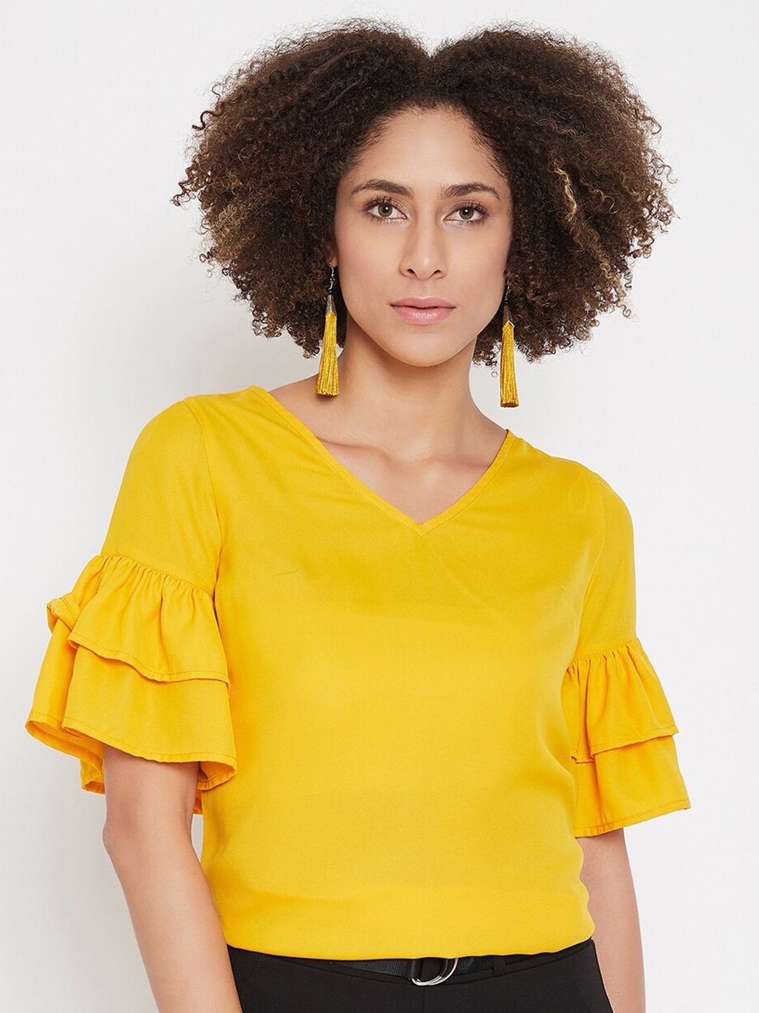 

La Zoire Georgette Top, Mustard