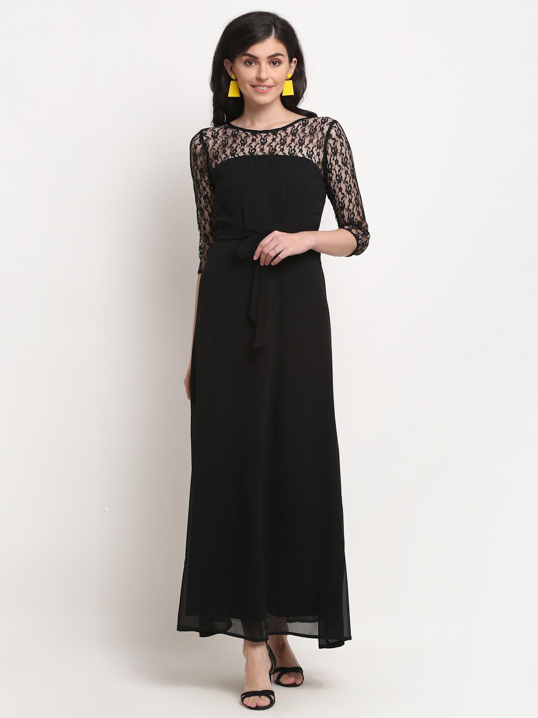 

La Zoire Round Neck Fit & Flare Maxi Dress, Black