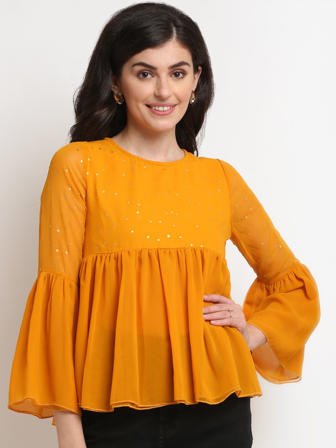 

La Zoire Georgette Top, Mustard