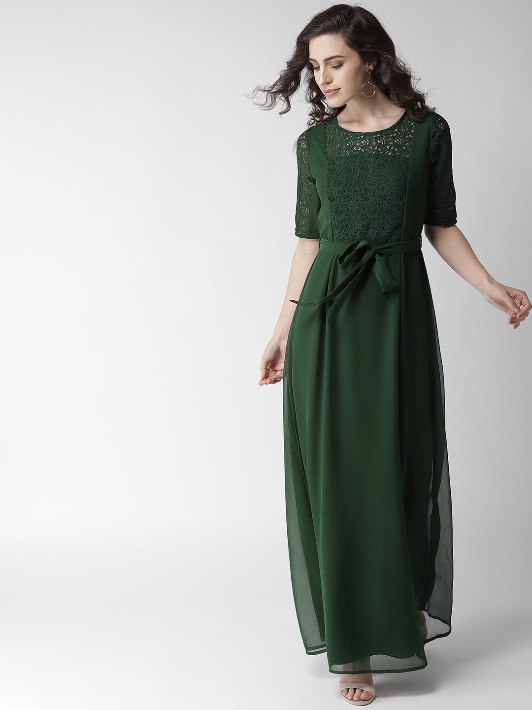 

La Zoire Women Georgette Maxi Dress, Green