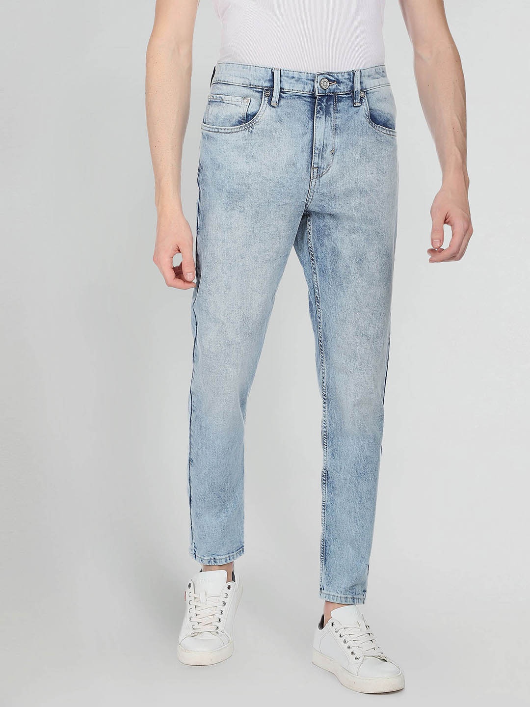 

Flying Machine Men Solid Slim Fit Mid-Rise Jeans, Blue