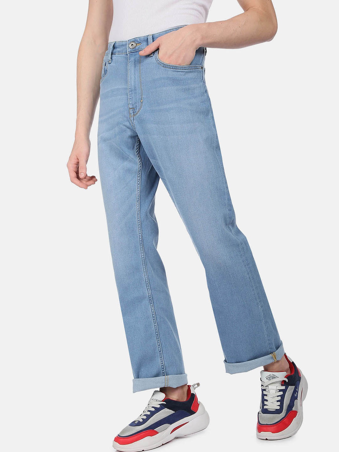 

Flying Machine Men Bootcut Light Fade Stretchable Jeans, Blue