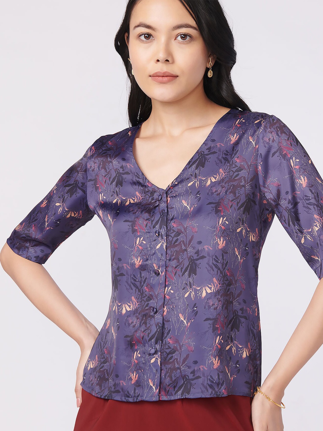 

NOT SO PINK Women Floral Printed Shirt, Blue