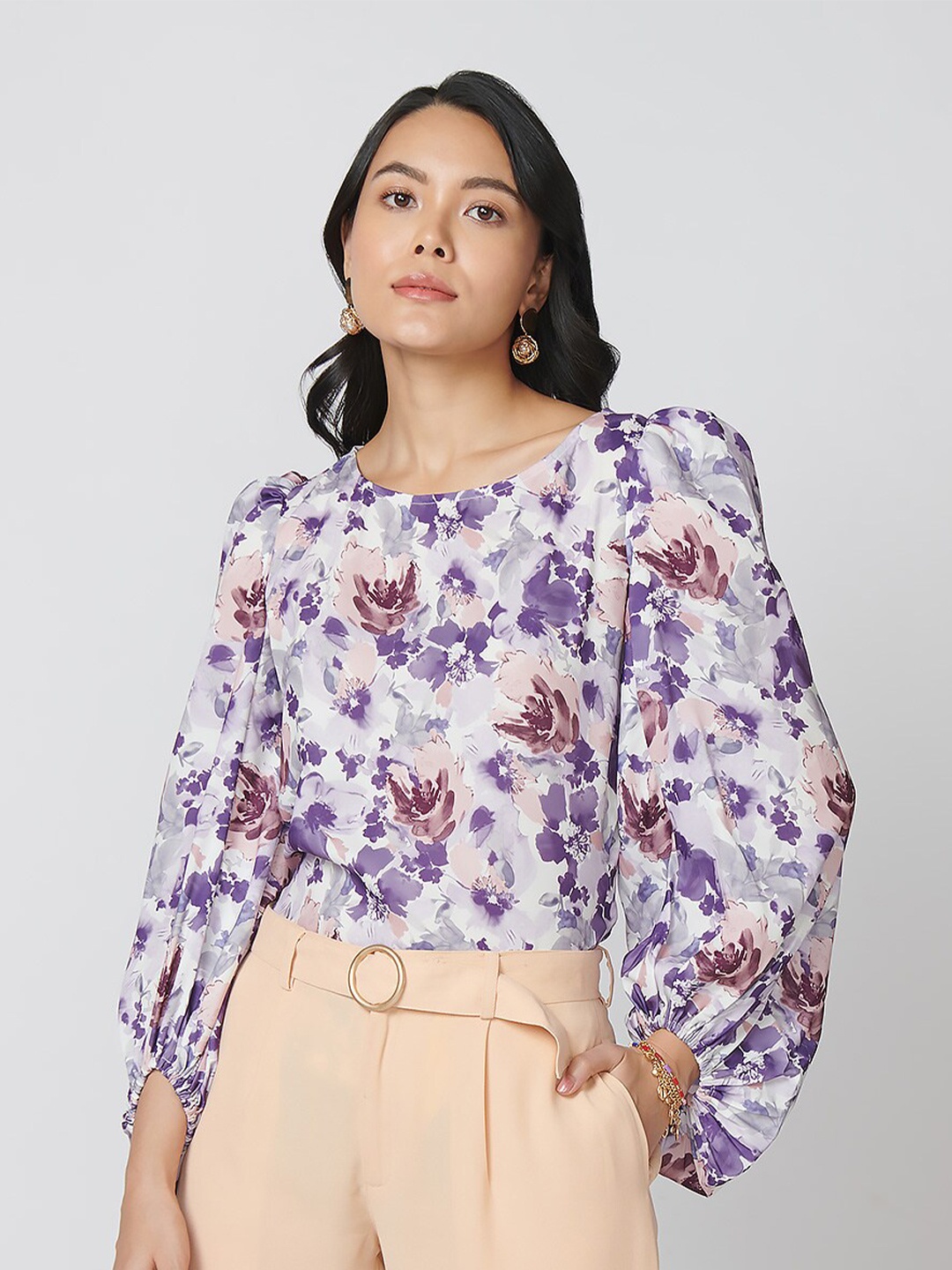 

NOT SO PINK Floral Print Top, Purple