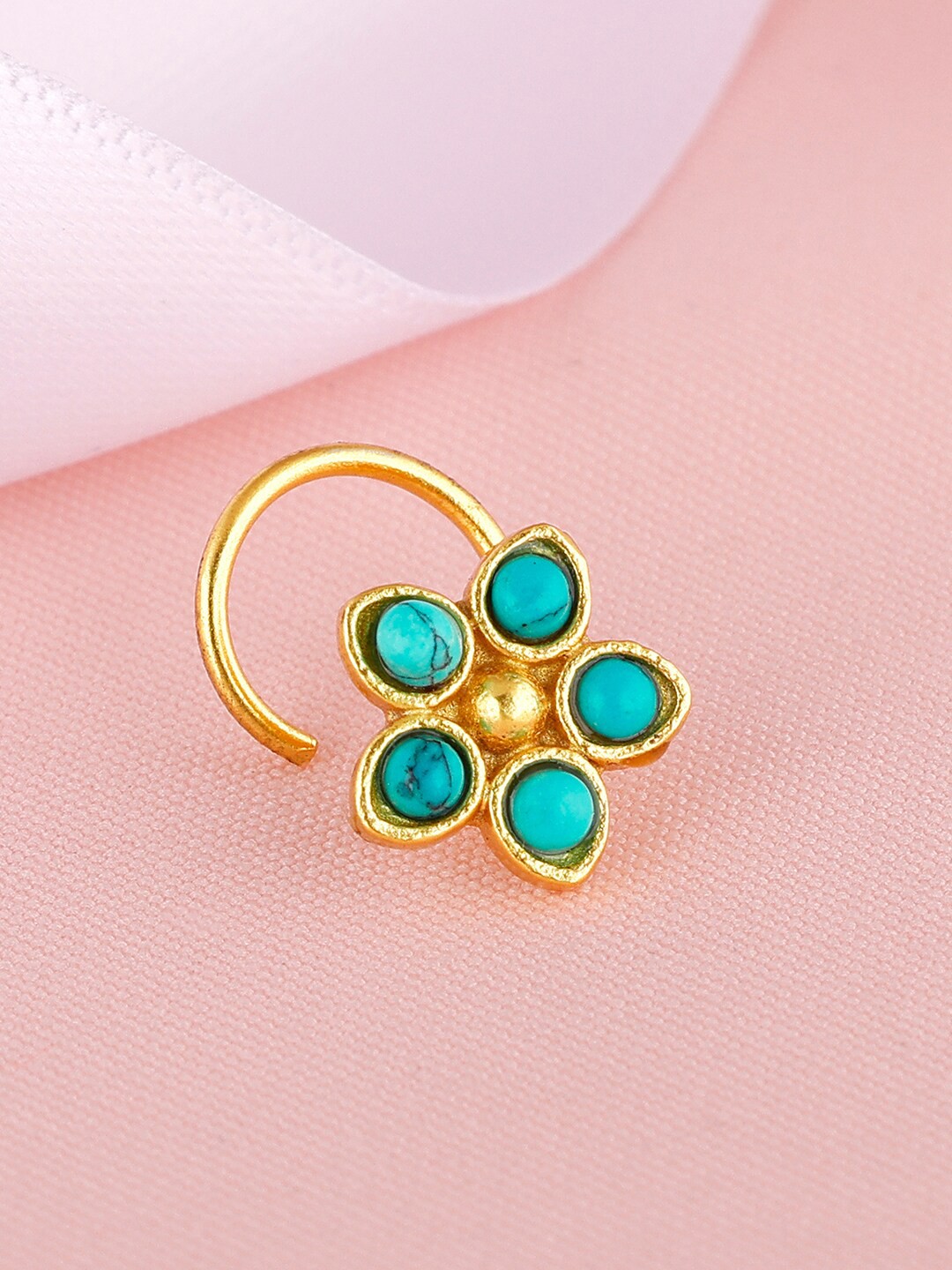

GIVA 925 Sterling Silver Gold-Plated Stone-Studded Nose Pin