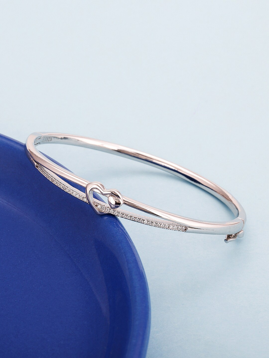 

GIVA Women Sterling Silver Cubic Zirconia Rhodium-Plated Cuff Bracelet