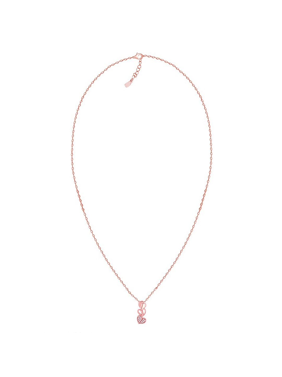 

GIVA 92.5 Sterling Silver Rose Gold-Plated CZ-Studded Pendent With Chain