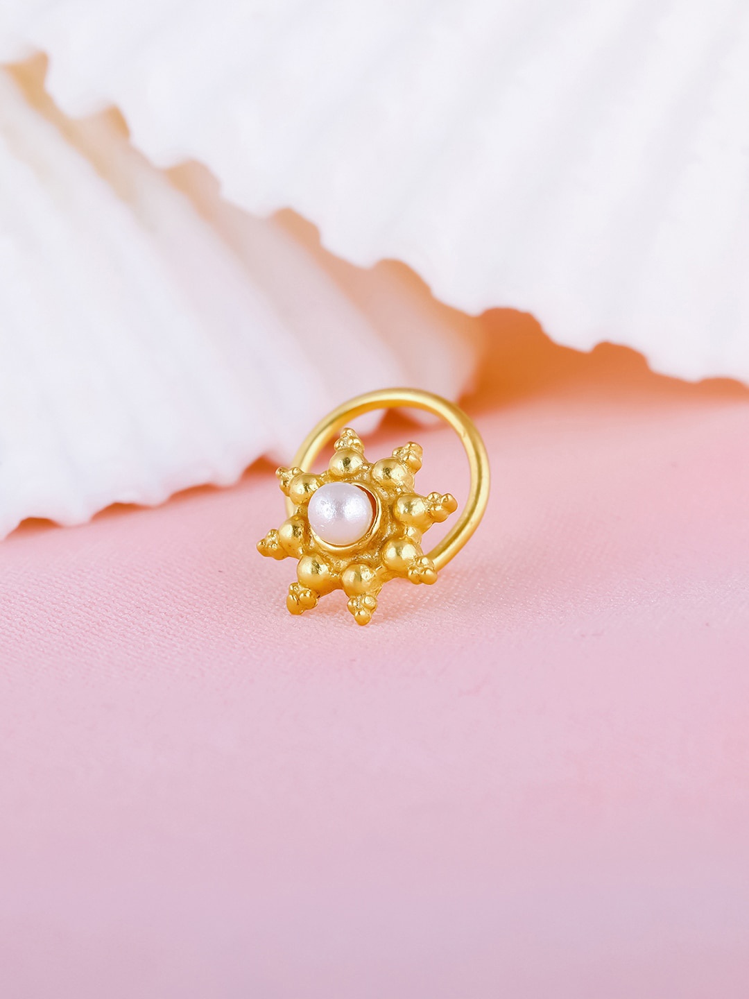 

GIVA 925 Sterling Silver Gold-Plated Beaded Nose Pin