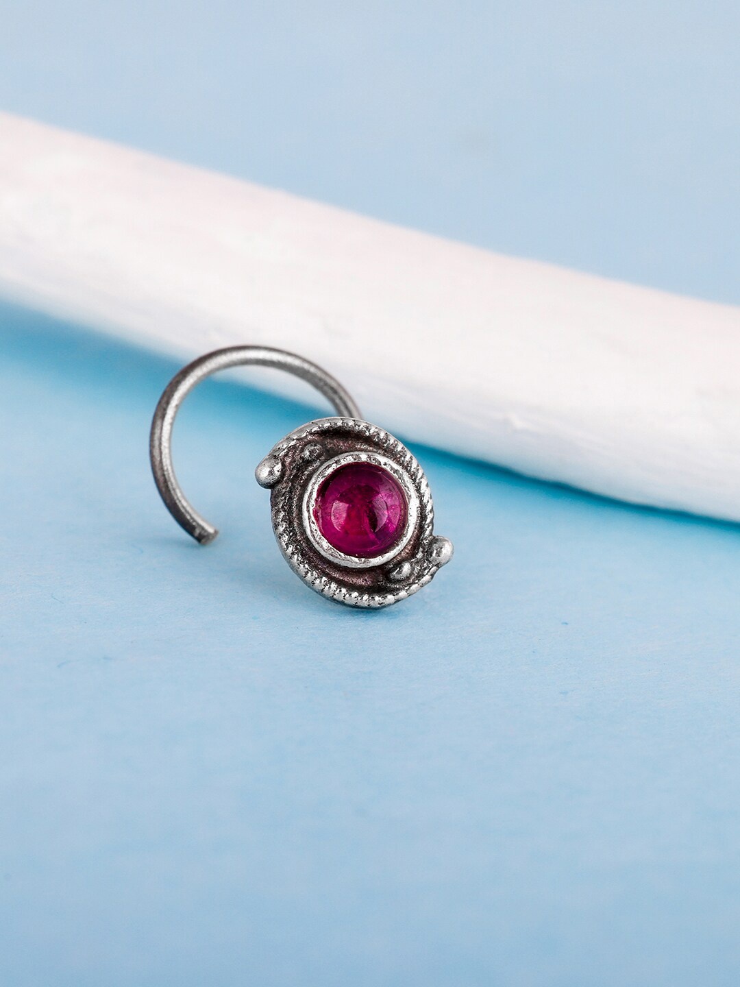 

GIVA 925 Sterling Silver Oxidised Stone Studded Nose Pin