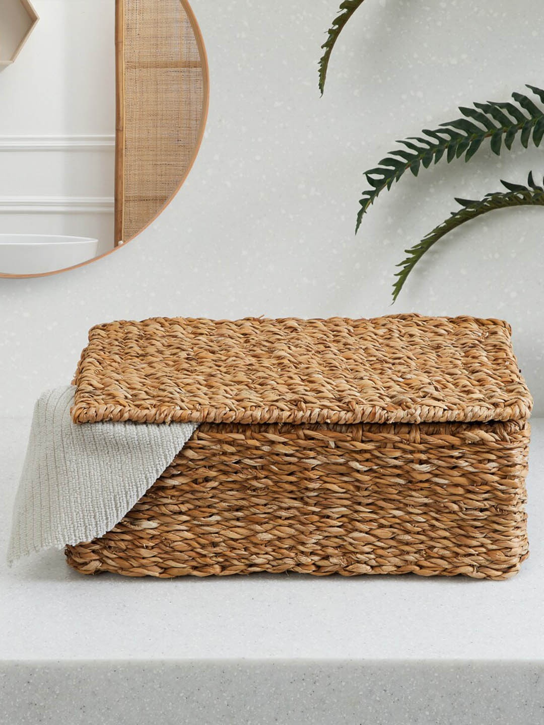 

Home Centre Wilton Cameron Brown Textured Seagrass and Iron Storage Box with Lid
