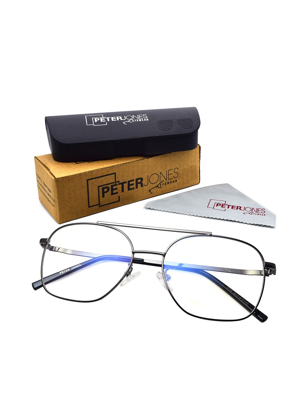 

Peter Jones Eyewear Unisex Black & Blue Full Rim Square Frames