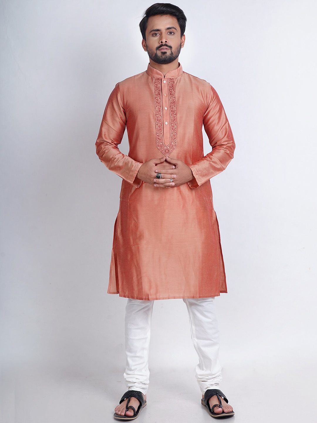 

HERE&NOW Men Kurta with Churidar, Tan