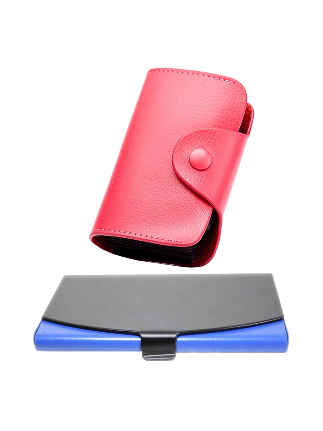 

StealODeal Set of 2 Leather & Steel Card Holders, Pink