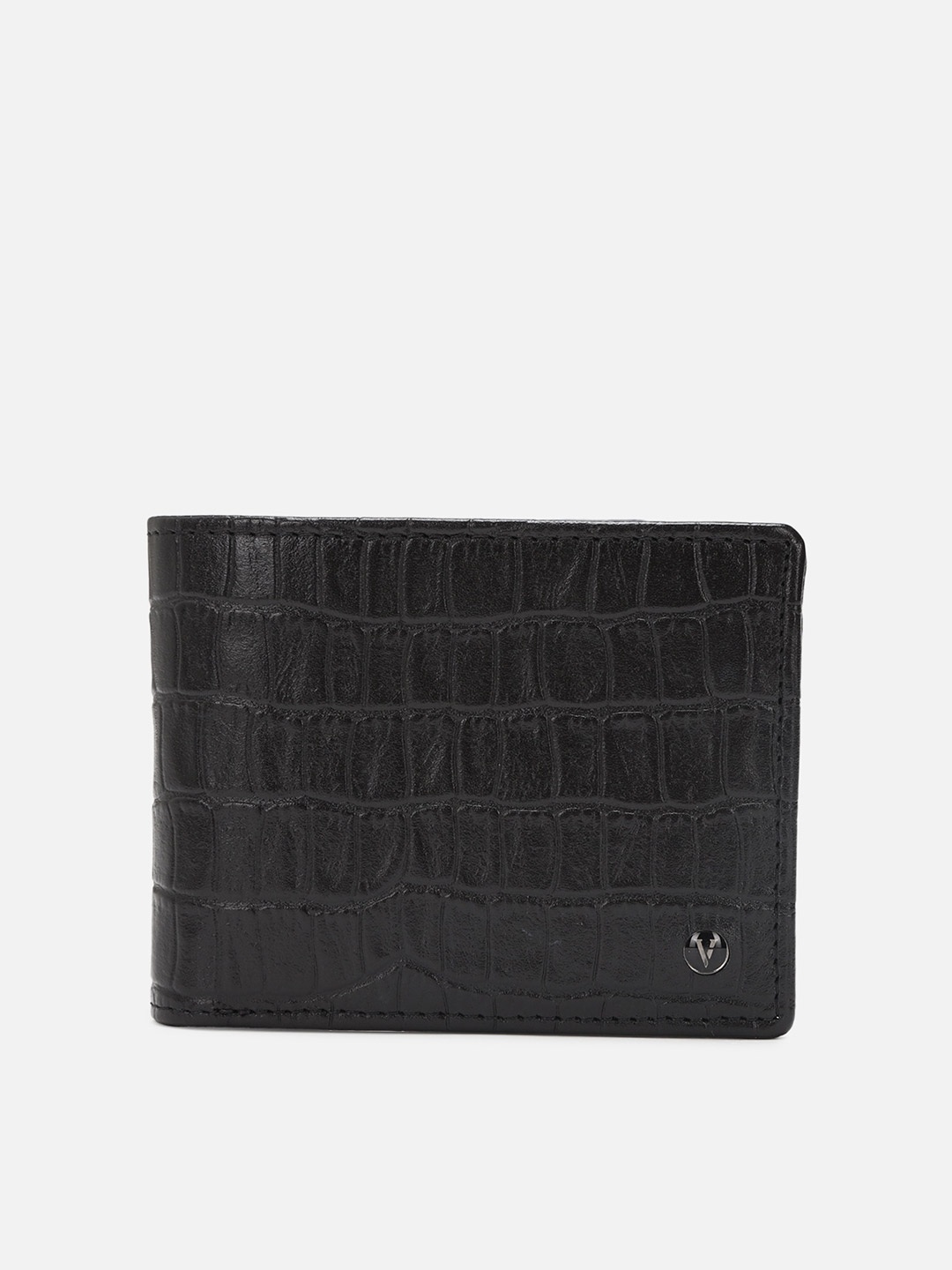 

Van Heusen Men Textured Leather Two Fold Wallet, Black