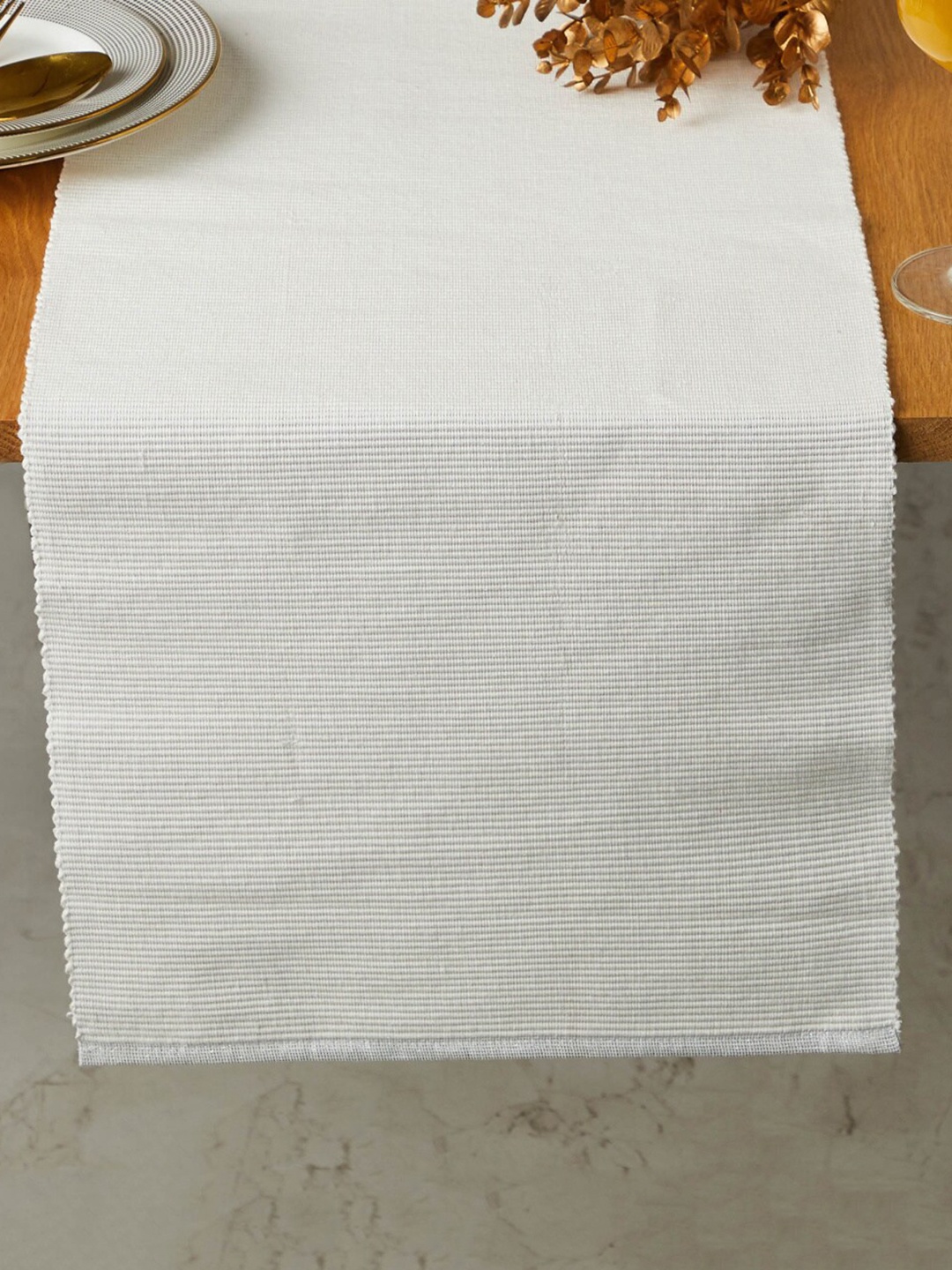 

Home Centre Glitz White Textured Pure Cotton Table Runner