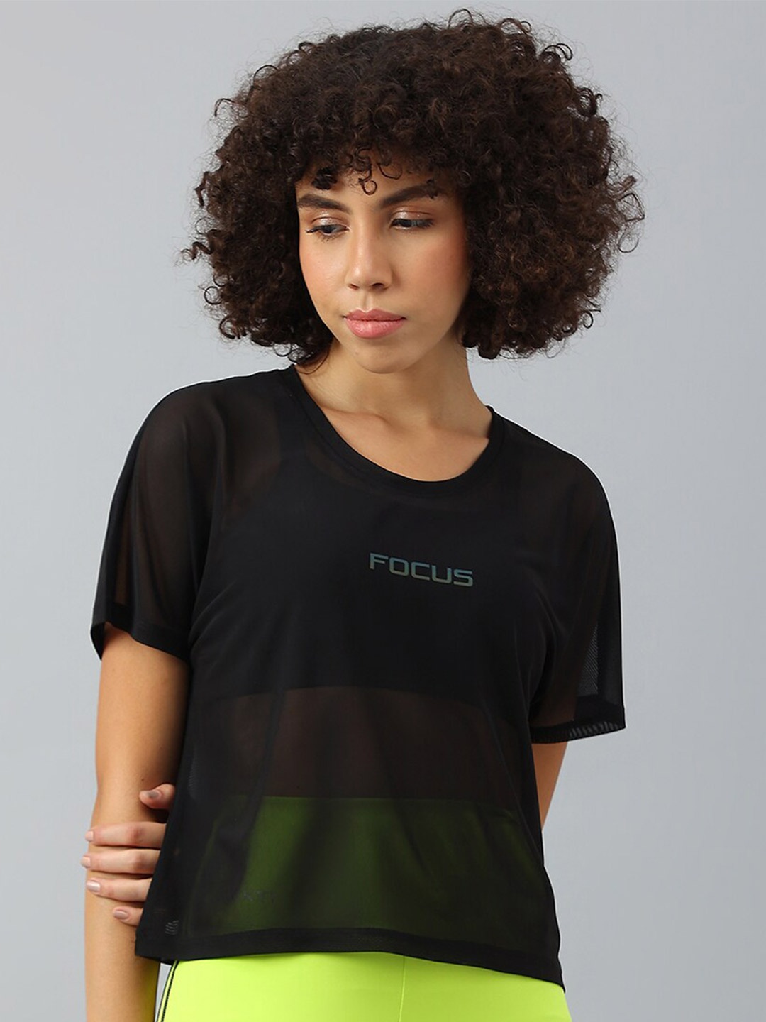 

MKH Women Typography Extended Sleeves Dri-FIT Sports T-shirt, Black
