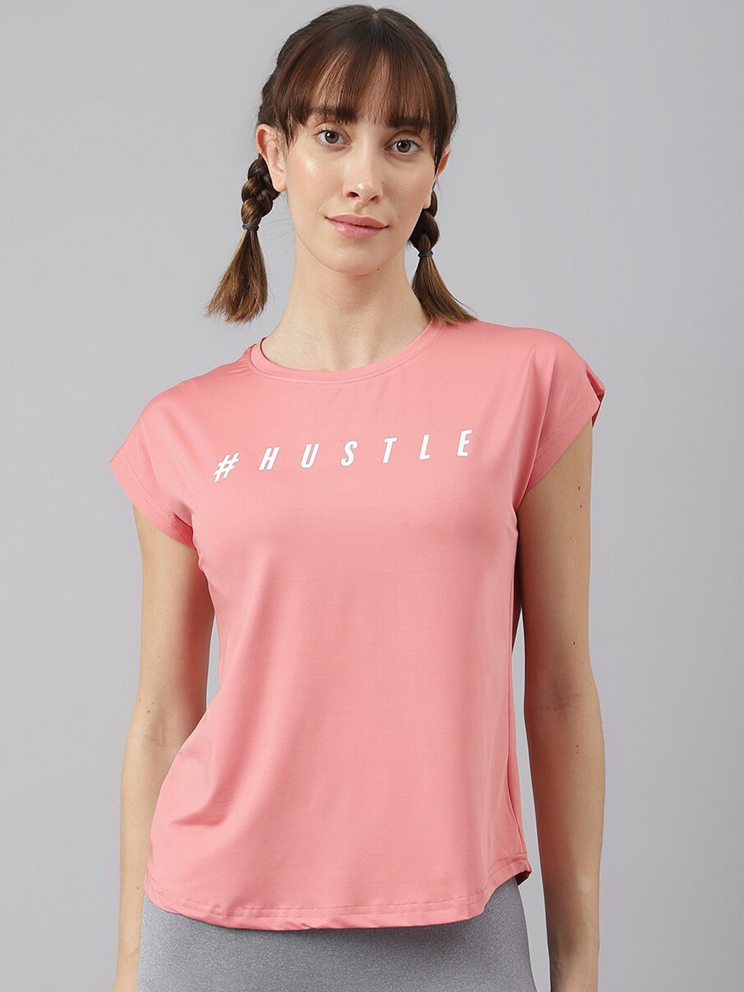

MKH Women Typography Printed Dri-FIT Sports T-shirt, Pink