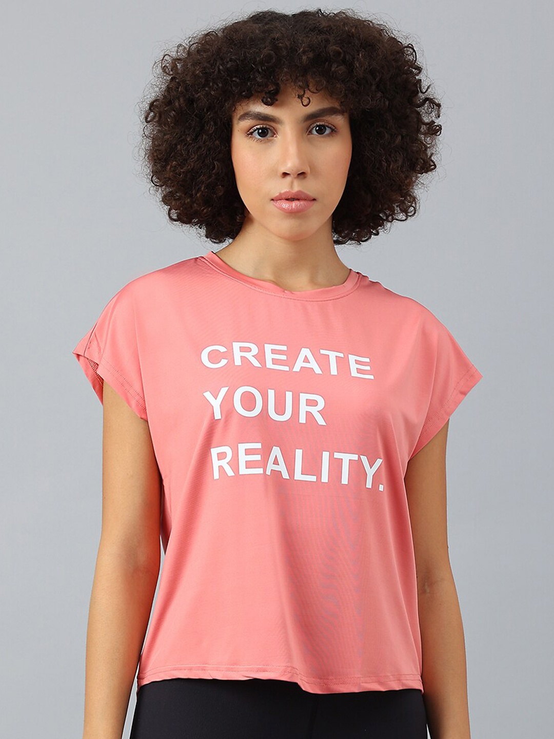 

MKH Women Typography Printed Dri-FIT Sports T-shirt, Pink