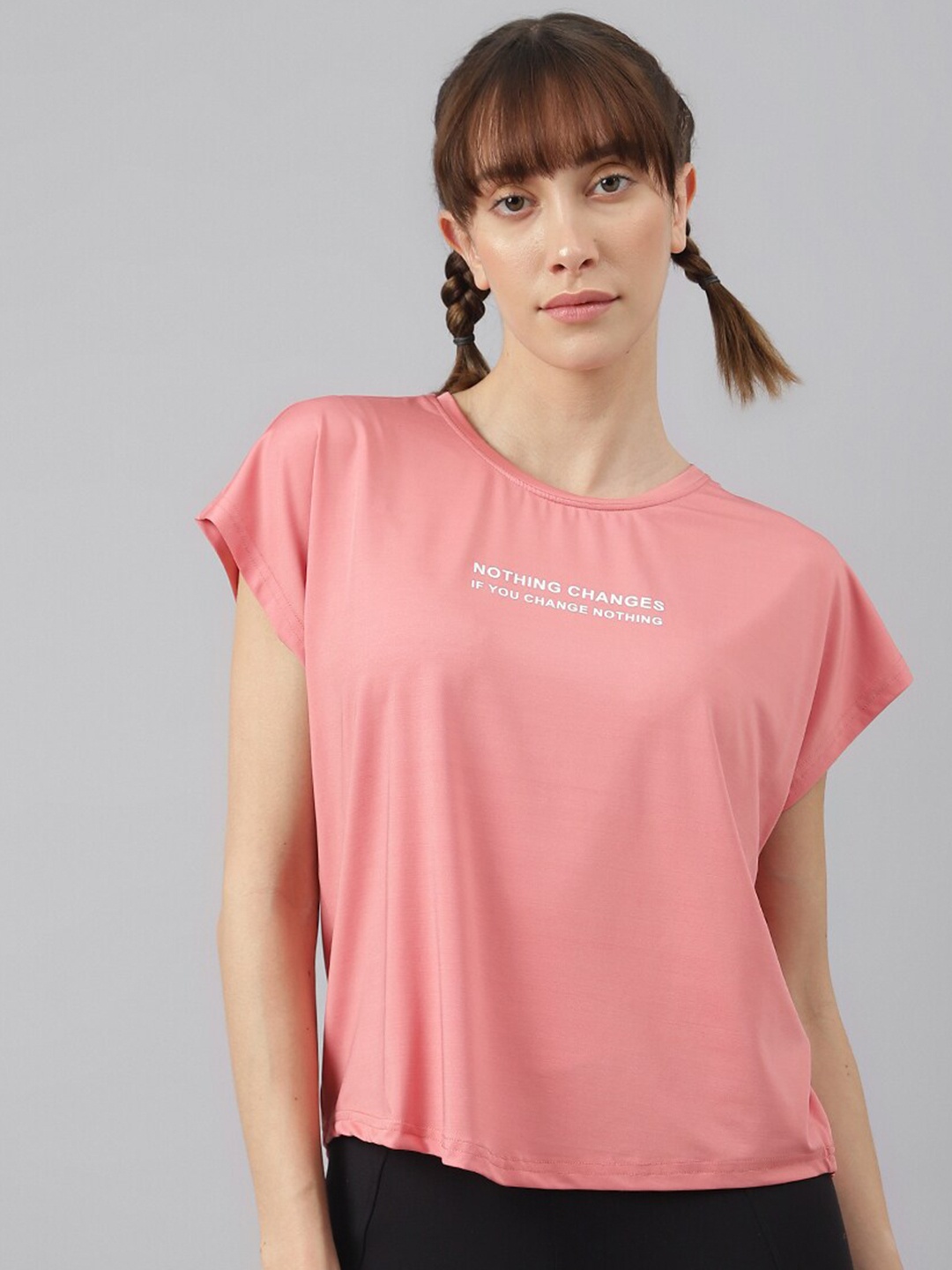 

MKH Women Typography Extended Sleeves Dri-FIT Sports T-shirt, Pink