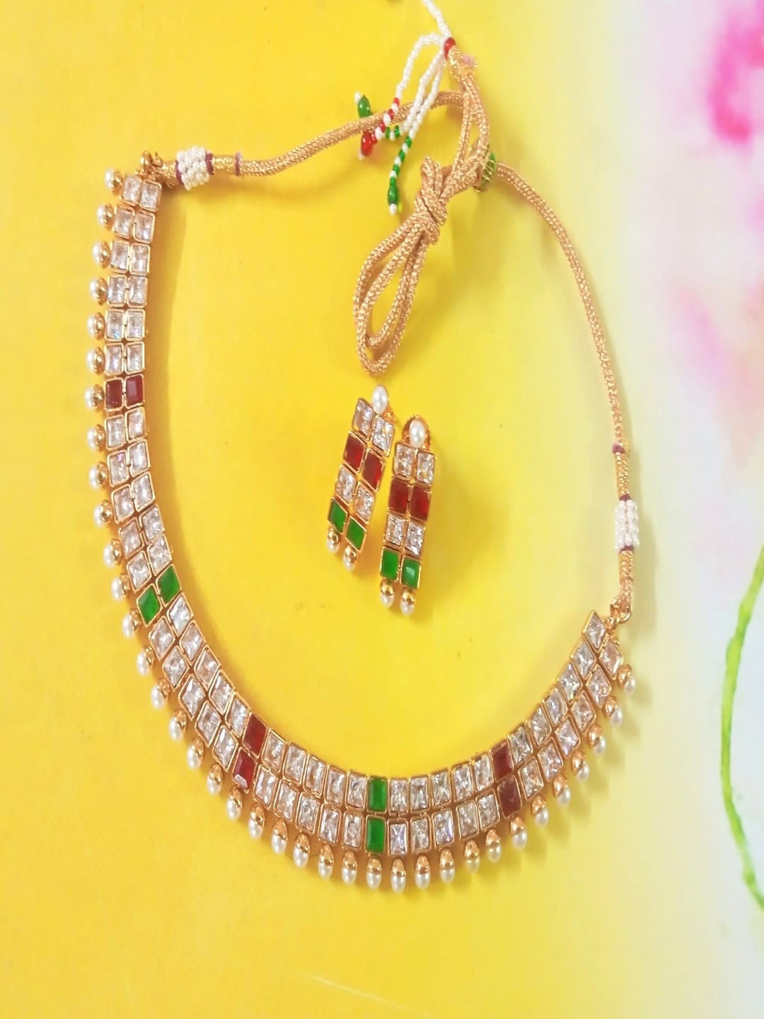 

Runjhun Gold-Plated Stone-Studded Designer Jewellery Set