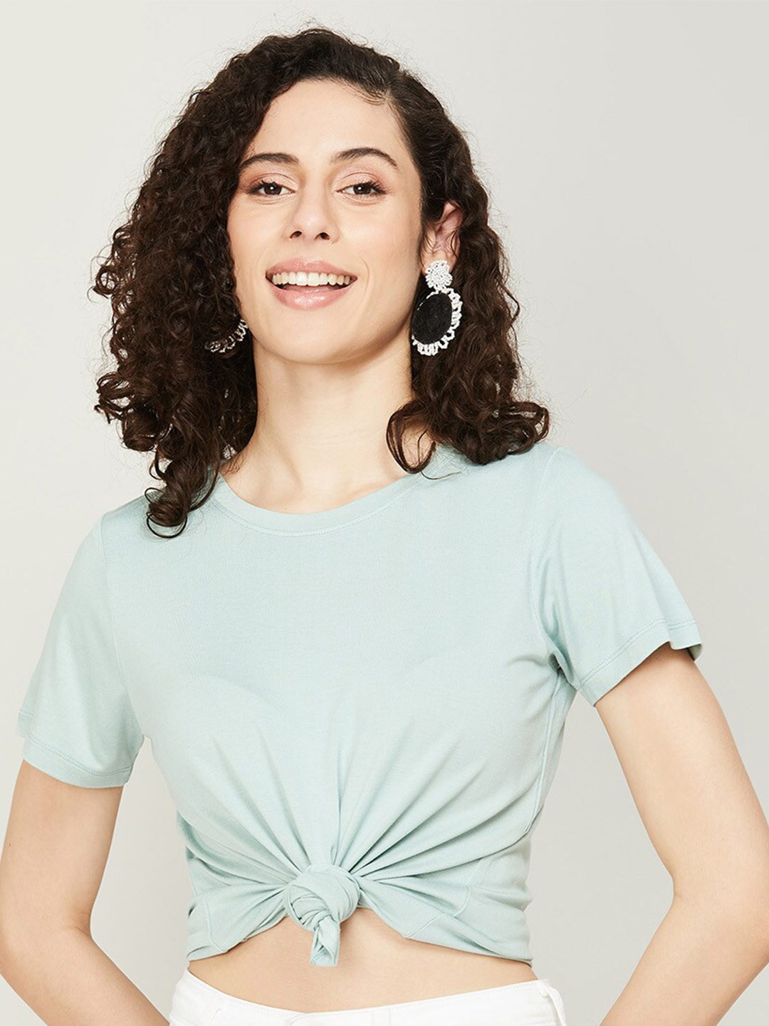 

Colour Me by Melange Round Neck Crop Top, Green