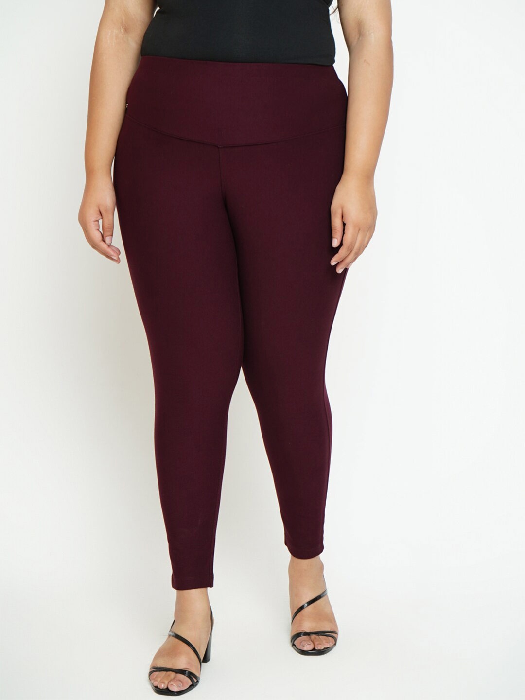 

Amydus Women Plus Size Tummy Tucker Jeggings, Maroon