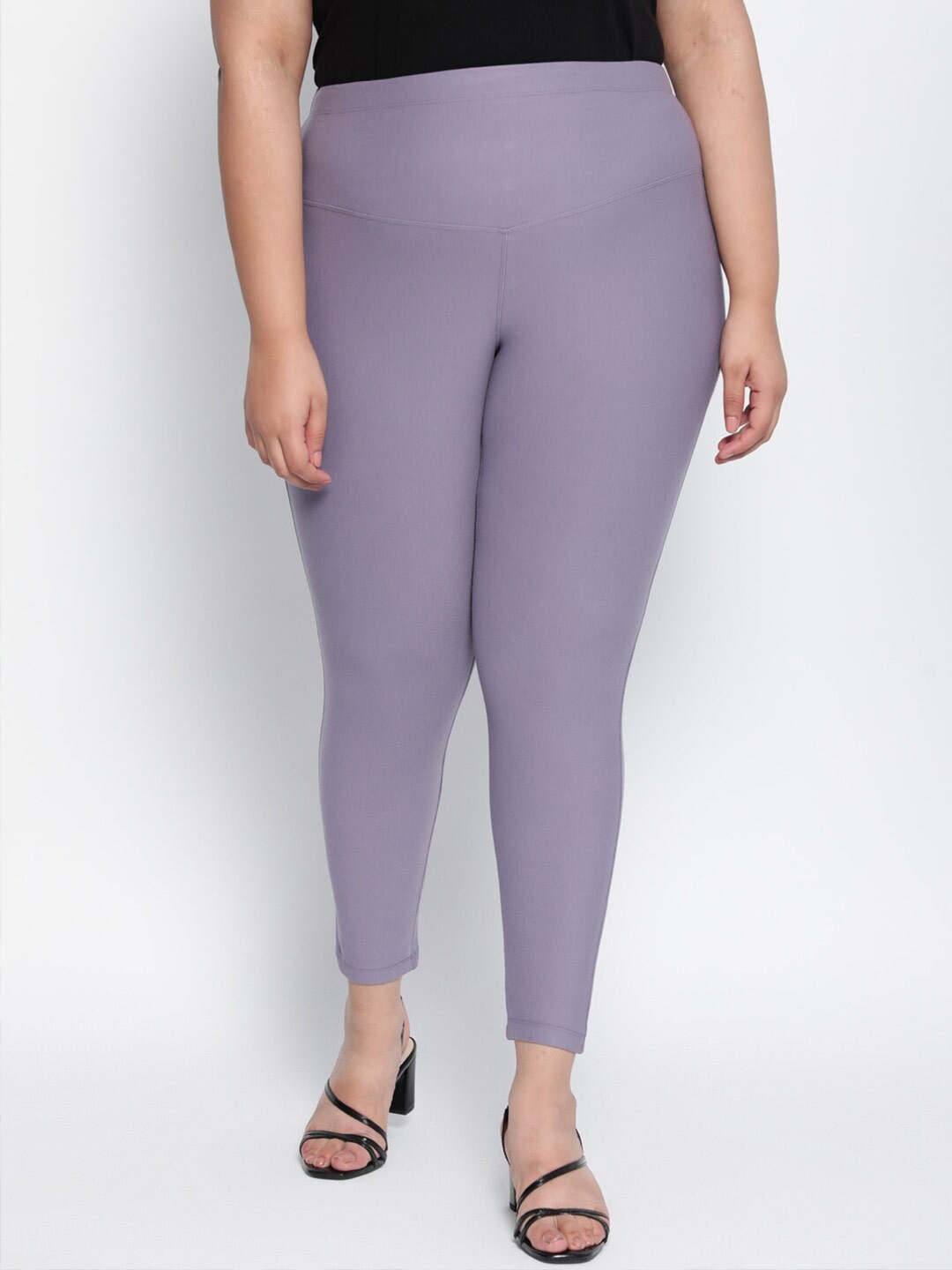 

Amydus Women Plus Size Tummy Tucker Skinny Fit Jeggings, Purple