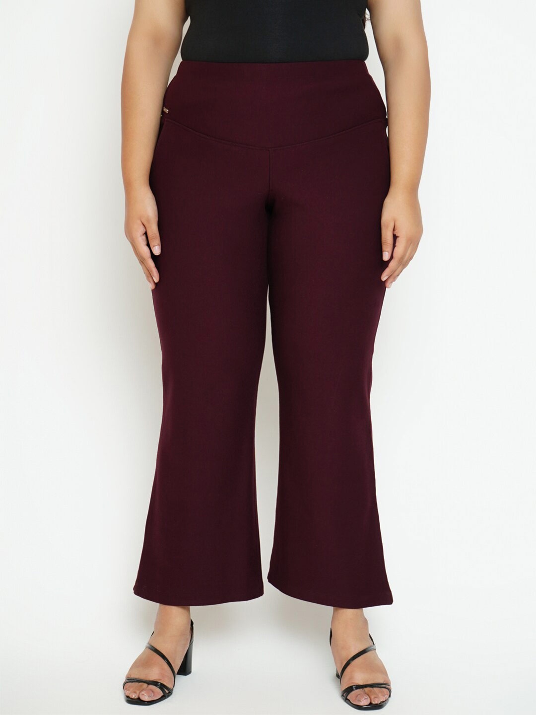 Amydus Women Plus Size Tummy Shaper Jeggings, Maroon