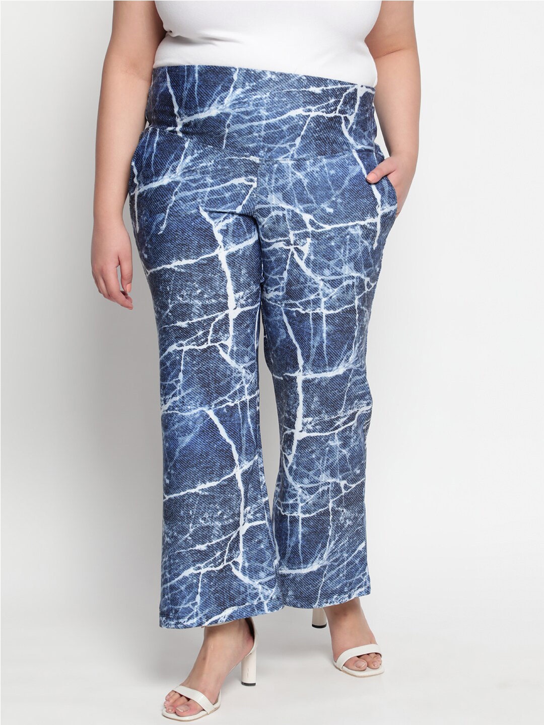 

Amydus Women Plus Size Printed Jeggings, Blue