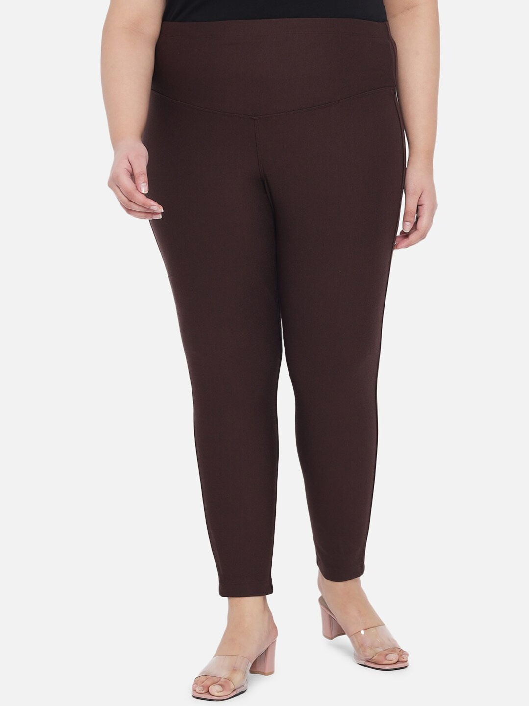 

Amydus Women Plus Size Tummy Tucker Skinny Fit Jeggings, Brown