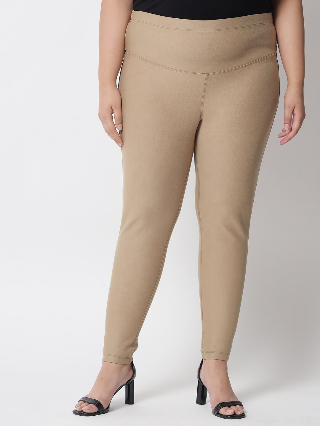 

Amydus Women Plus Size Tummy Tucker Jeggings, Beige