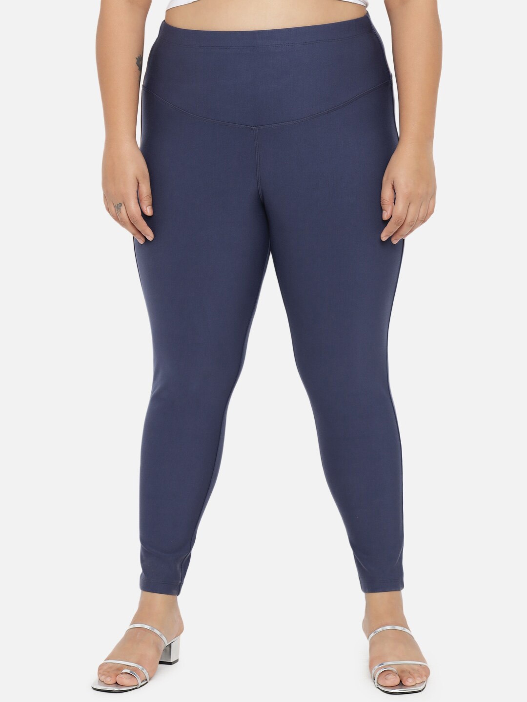 Amydus Women Plus Size Tummy Tucker Skinny Fit Jeggings, Blue