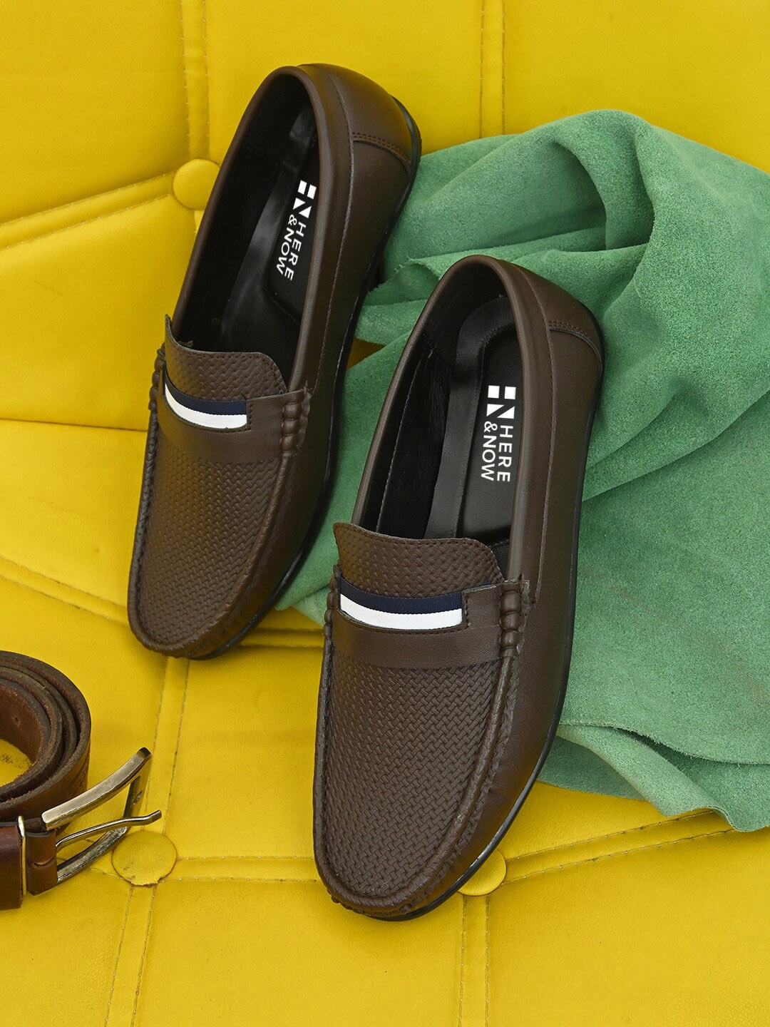 

HERE&NOW Men Slip On Lightweight Loafers, Brown