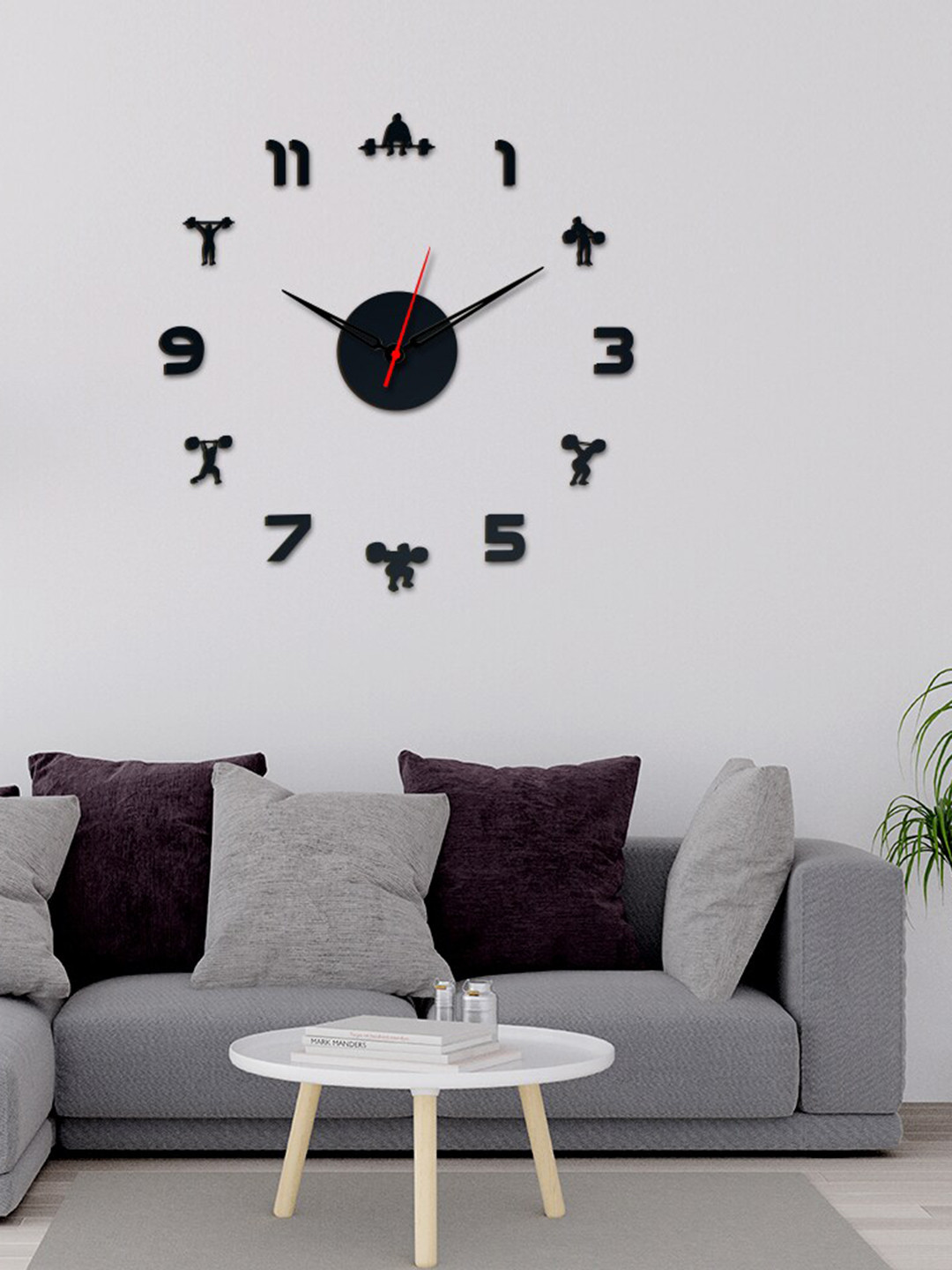 

WALLMANTRA Weightlifting Fitness Designer 3D Infinity Black Contemporary Wall Clock