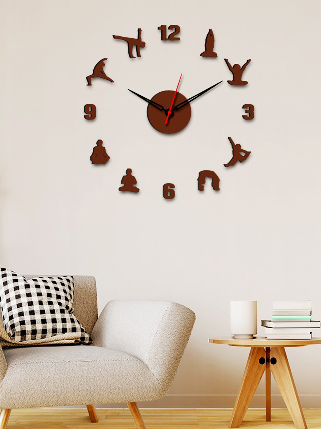 

WALLMANTRA Yoga Designer Big Size 3D Infinity Brown Textured Contemporary Wall Clock