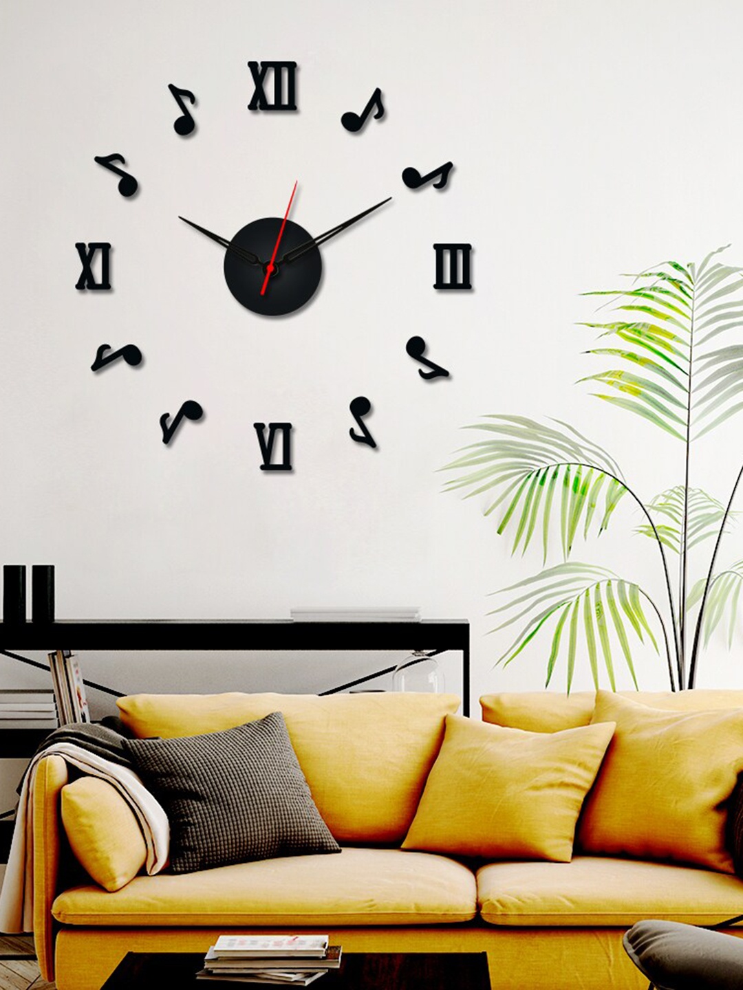 

WALLMANTRA Black Textured Contemporary Wall Clock