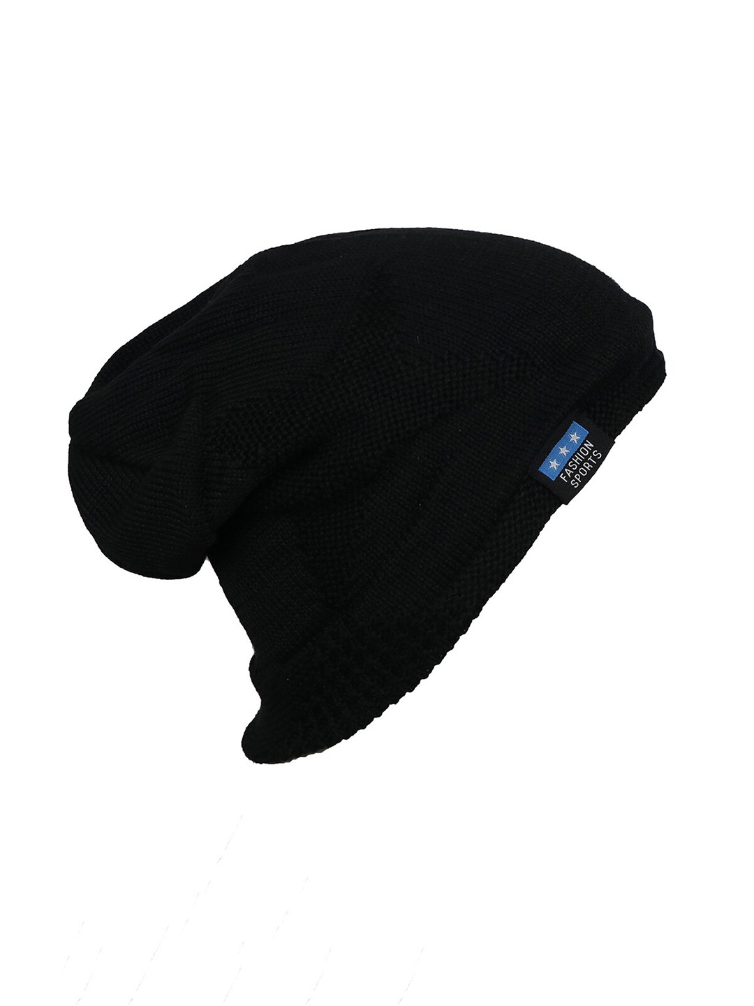 

Bunnywave Self Design Woolen Beanie, Black