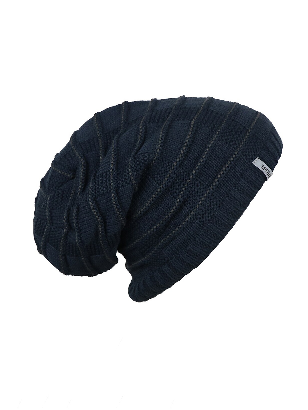 

Bunnywave Self Design Woolen Beanie, Navy blue