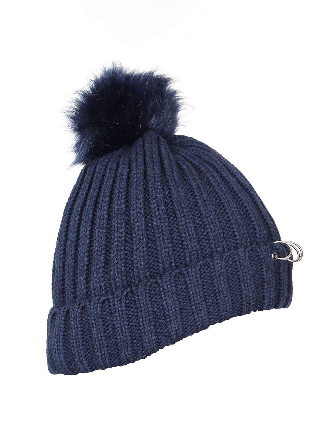 

Bunnywave Self Design Wool Beanie, Navy blue