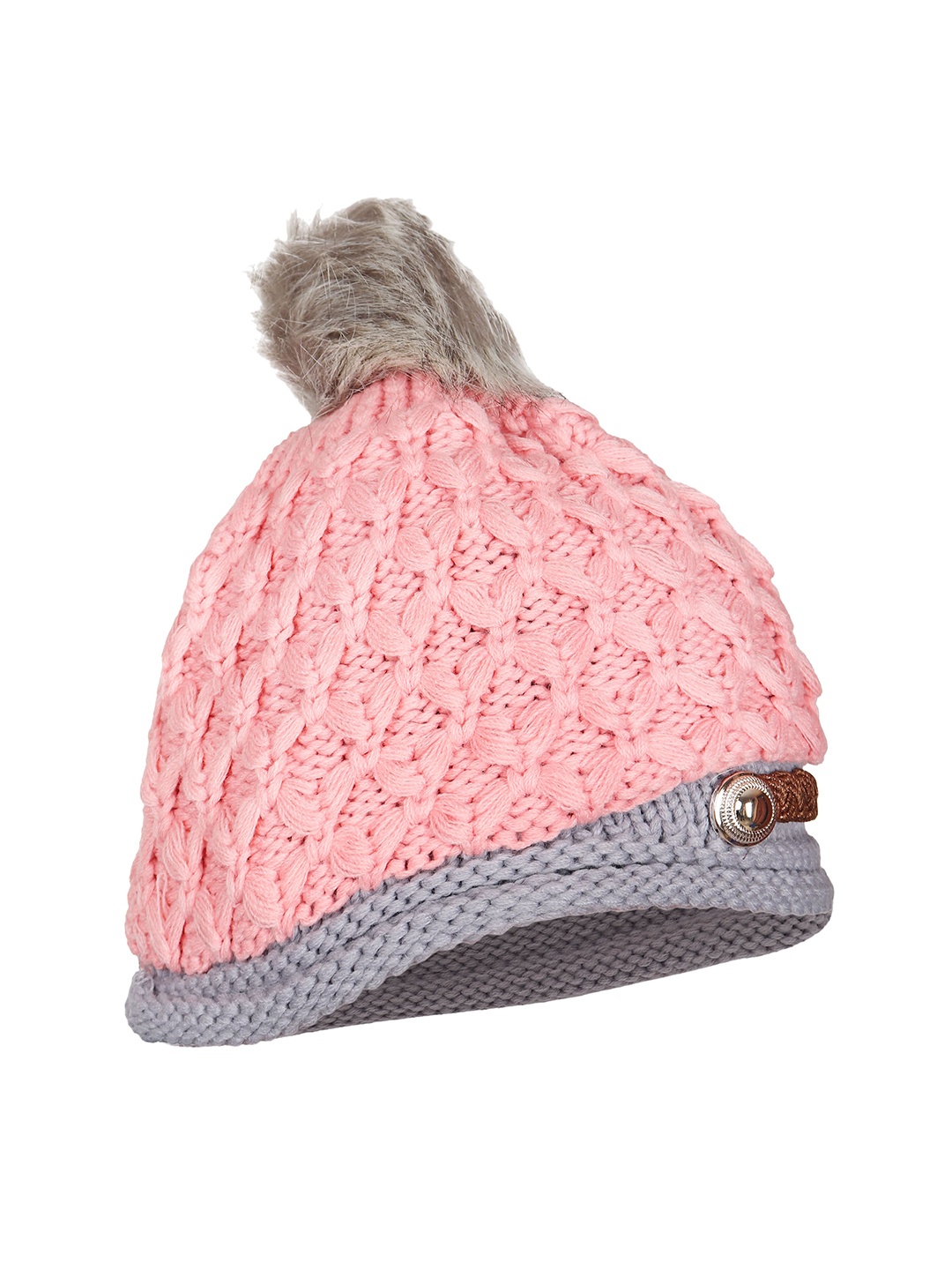 

Bunnywave Self Design Wool Beanie, Pink