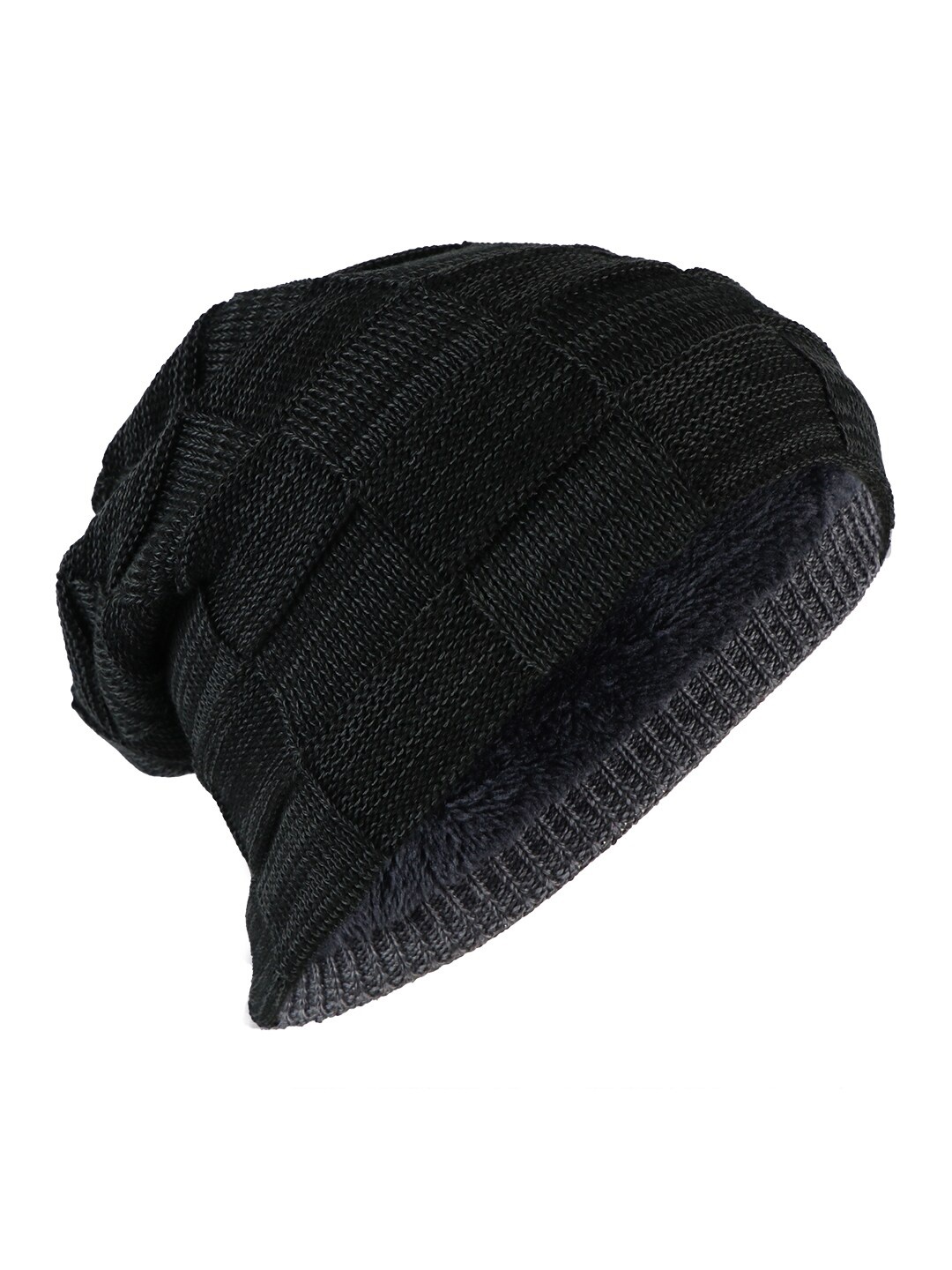 

Bunnywave Self Design Wool Beanie, Black