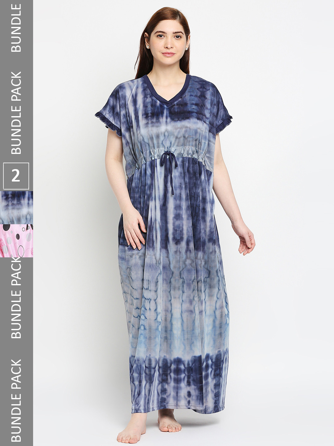 

Pretty Awesome Pack of 2 Printed Maxi Nightdress, Pink