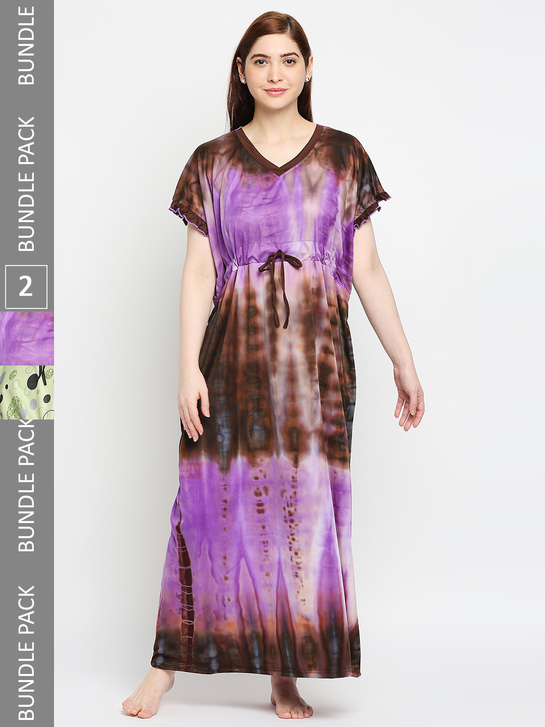 

Pretty Awesome Pack of 2 Printed Maxi Nightdress, Brown