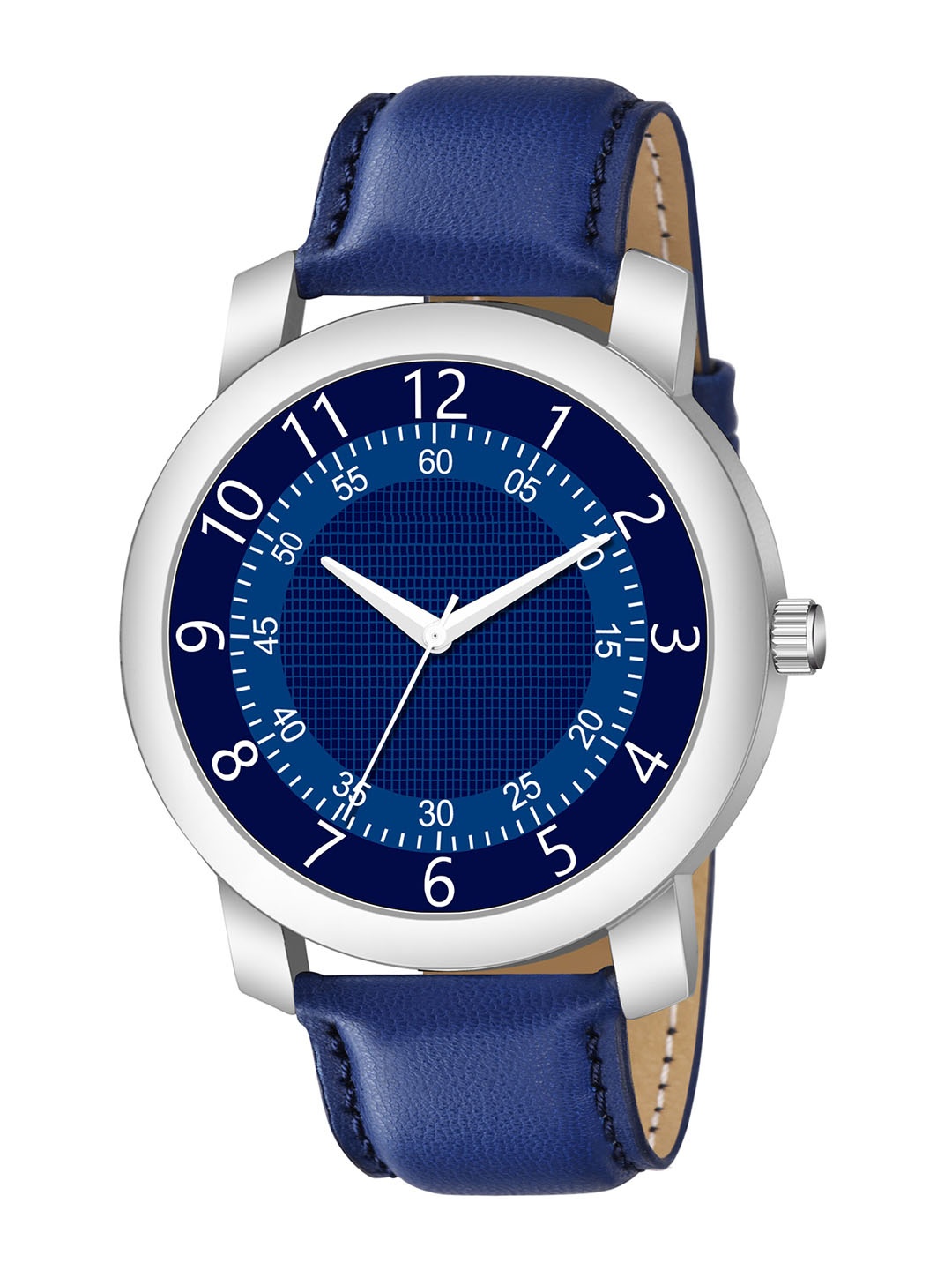 

Wuxi Men Blue Brass Embellished Dial & Blue Leather Wrap Around Straps Analogue Watch