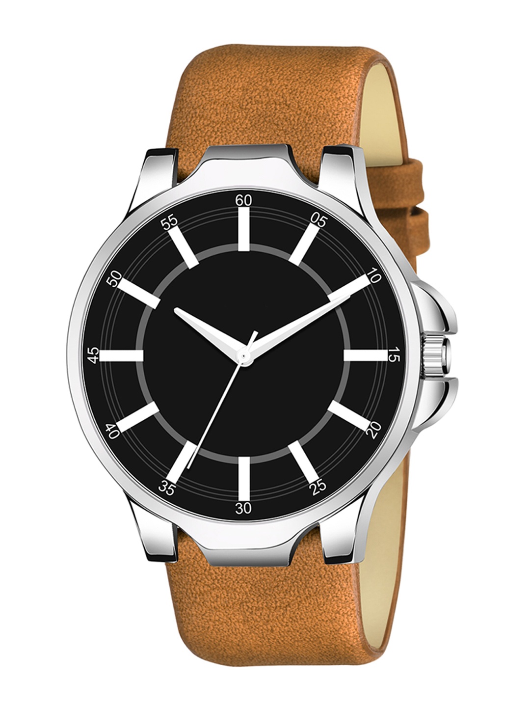 

Wuxi Men Black Brass Dial & Brown Leather Bracelet Style Straps Analogue Watch