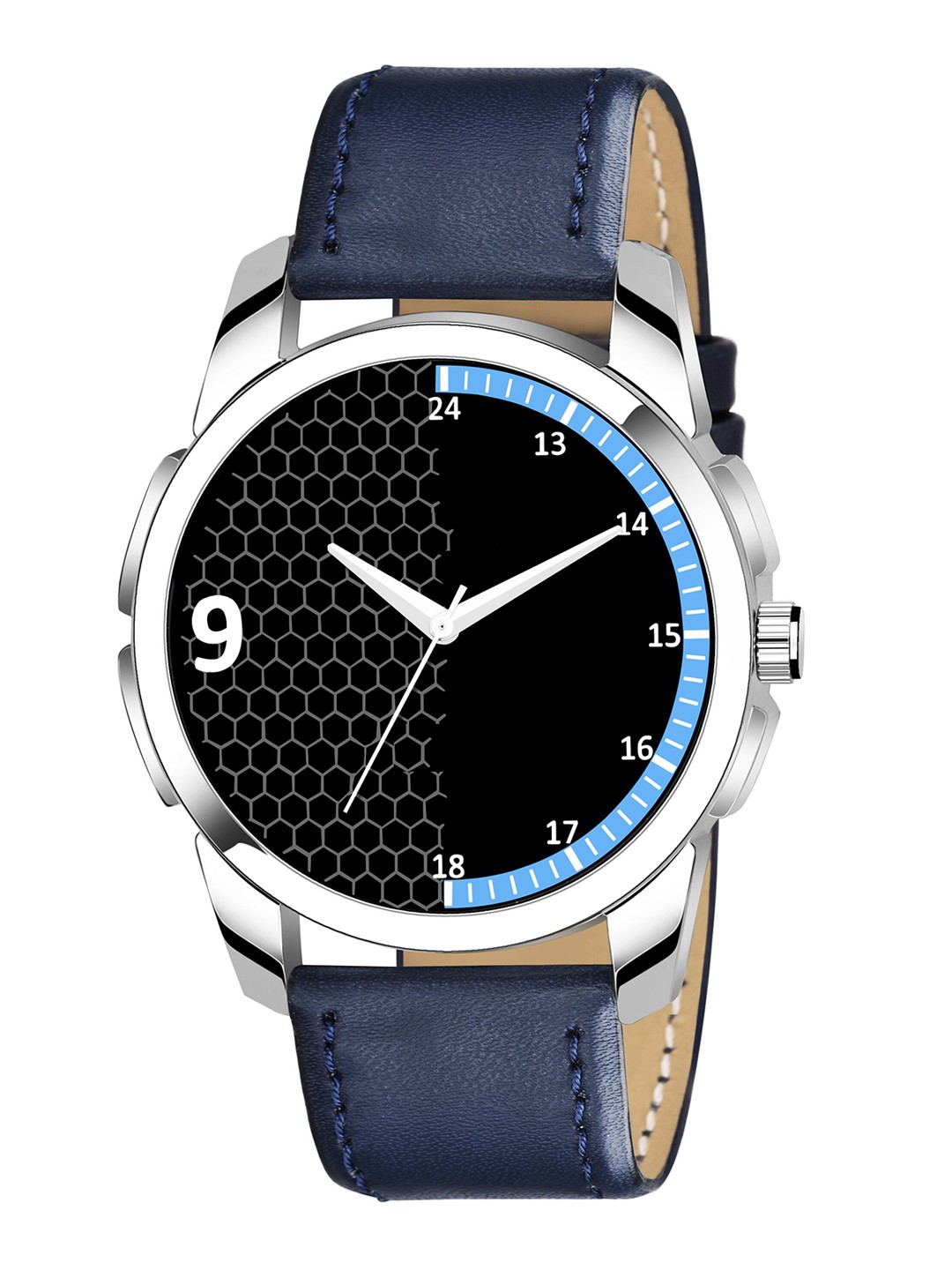 

Wuxi Men Brass Dial & Leather Bracelet Style Straps Analogue Watch M-754, Blue