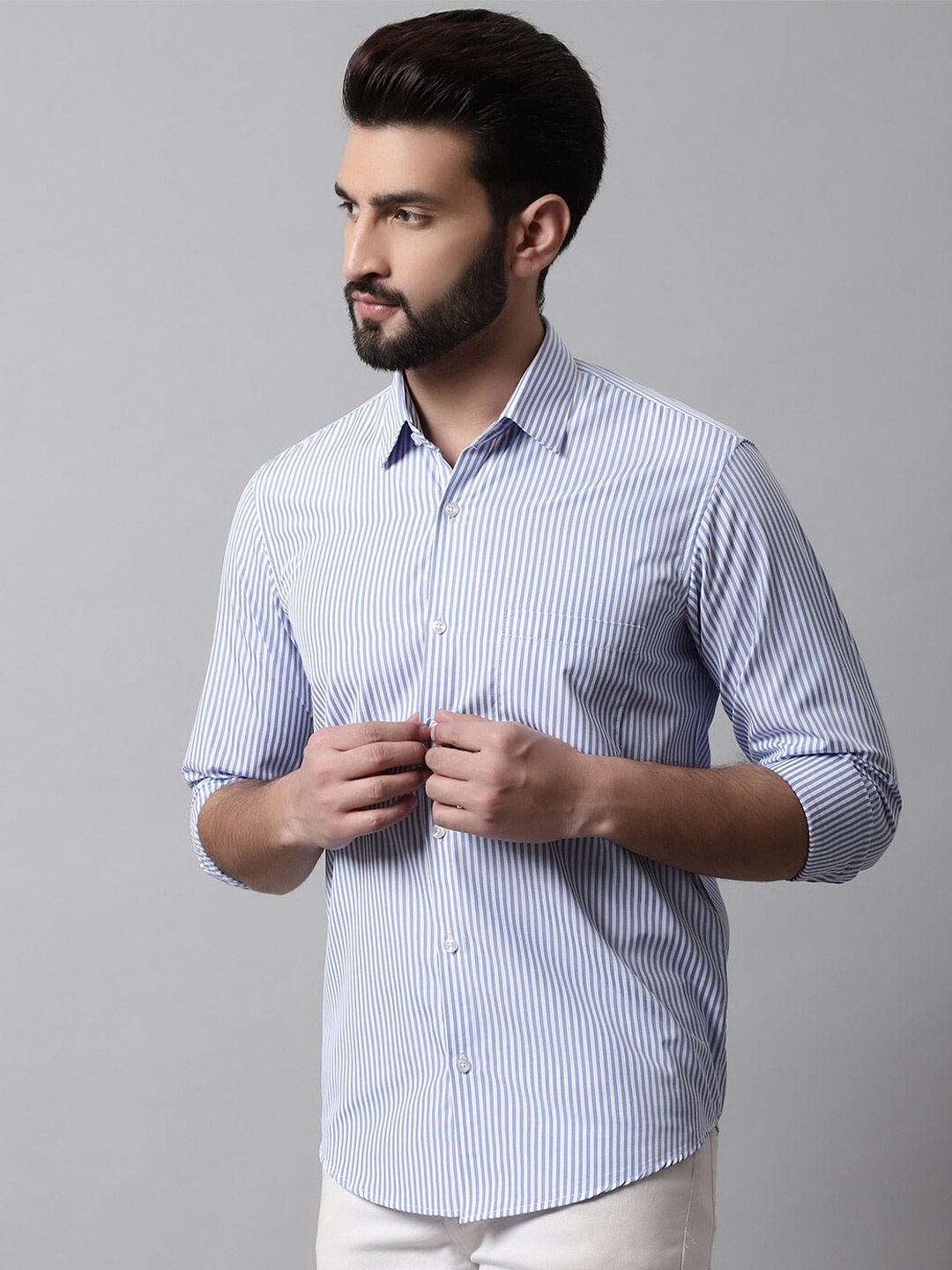 

JAINISH Men Classic Striped Casual Shirt, Blue