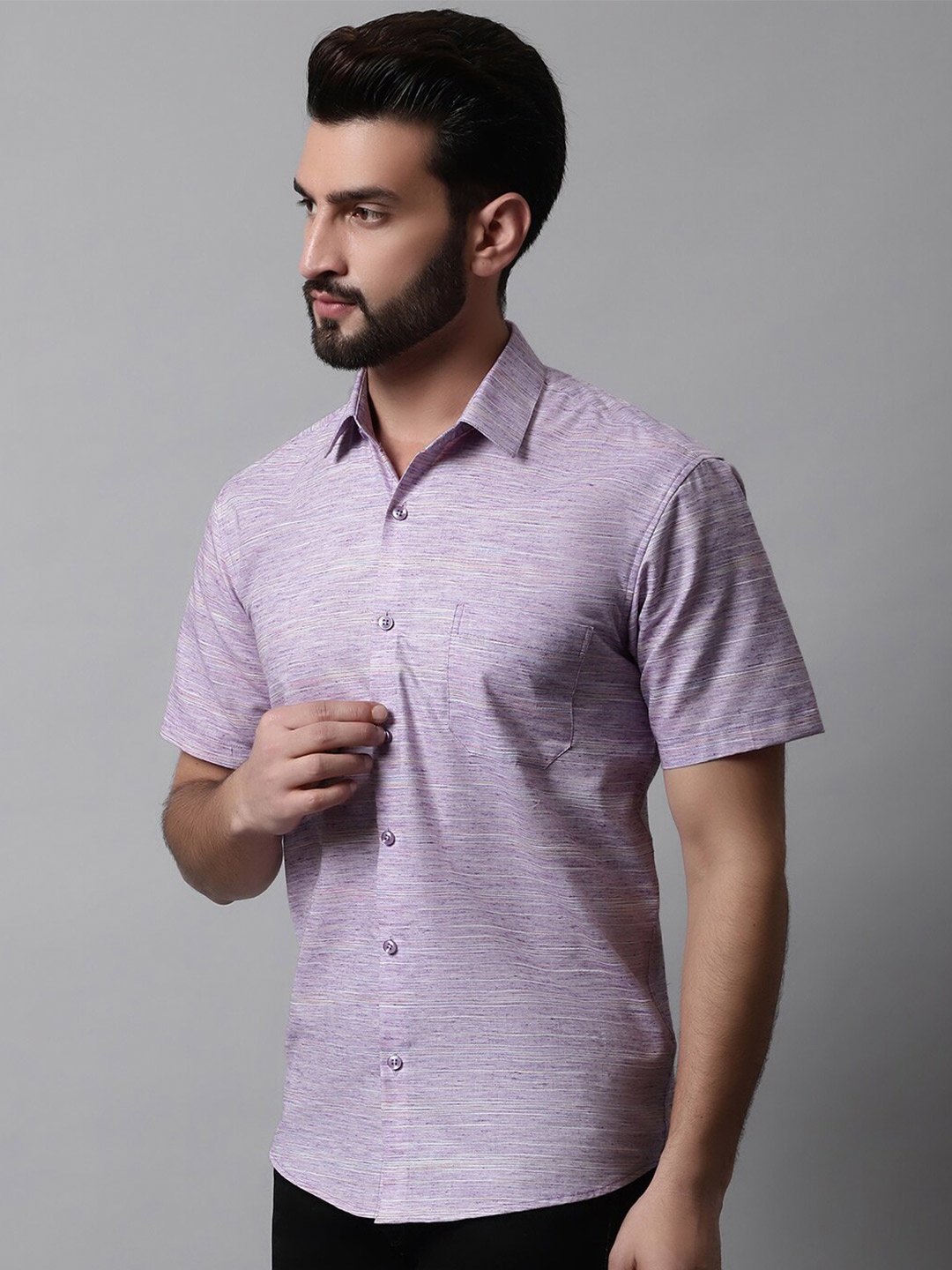 

JAINISH Men Classic Woven Design Cotton Casual Shirt, Purple