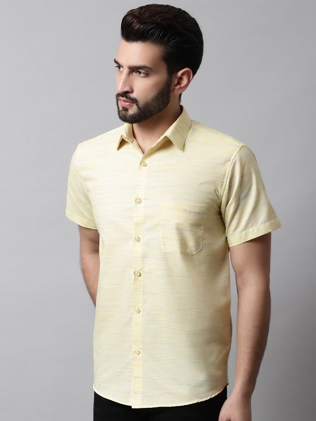 

JAINISH Men Classic Woven Design Cotton Casual Shirt, Yellow