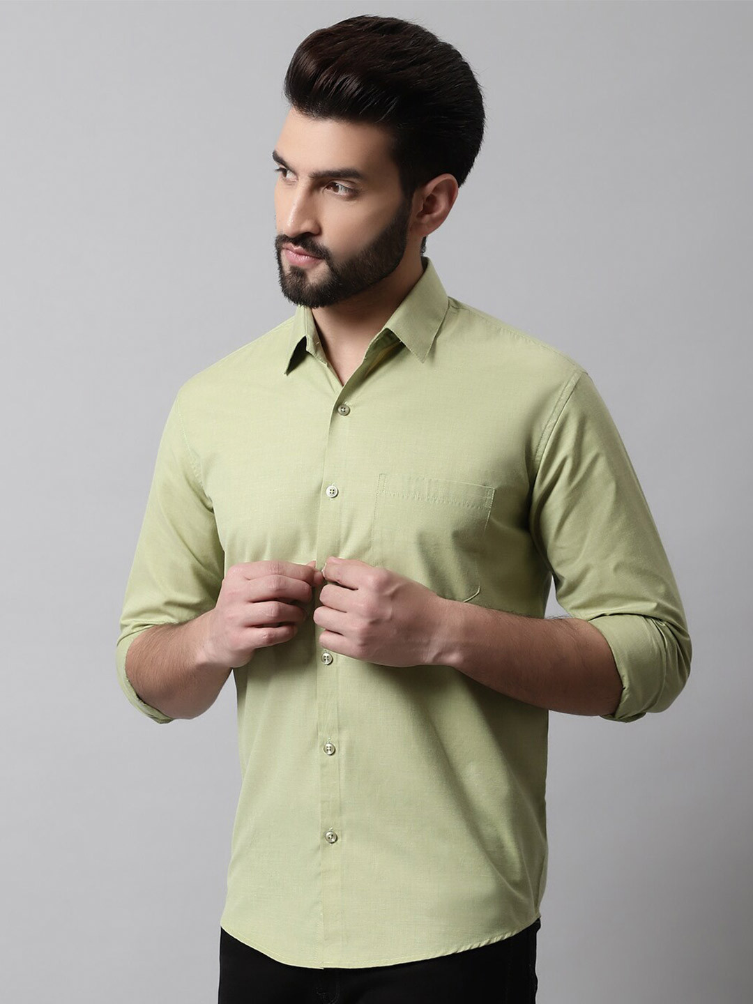 

JAINISH Men Classic Cotton Casual Shirt, Green